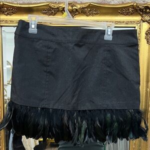 Forever 21 Black Mini Skirt with Feathered Hem